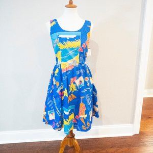 NWT Blue Modcloth Dress Travel Vacation Beach M